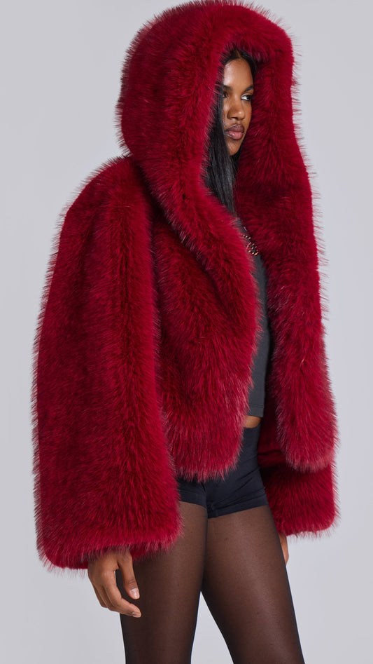 Hooded Faux Fur Coat