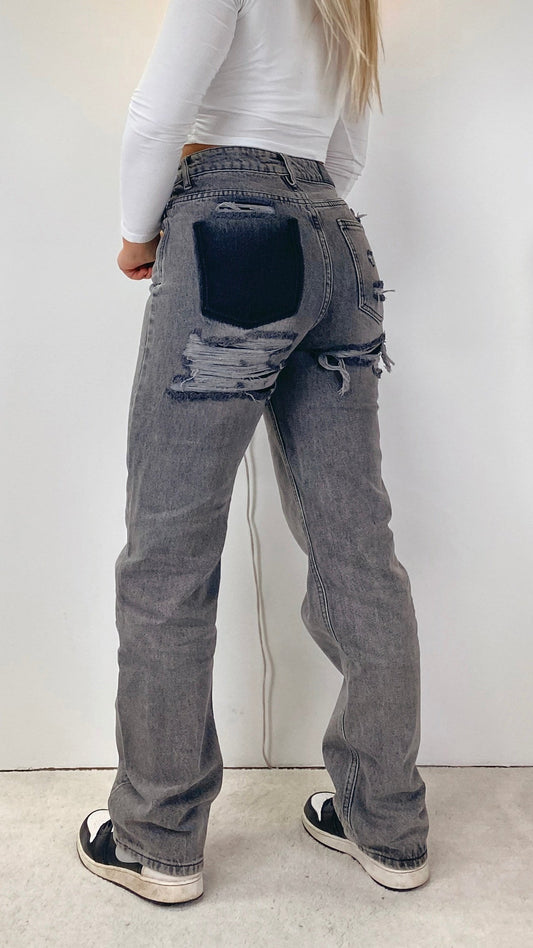 Slate Ripped - Contrast Jeans